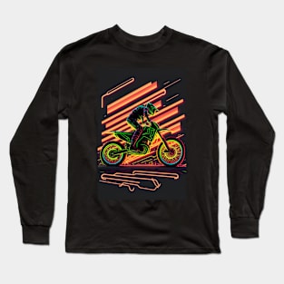 Cyber Future Dirt Bike With Neon Colors Long Sleeve T-Shirt